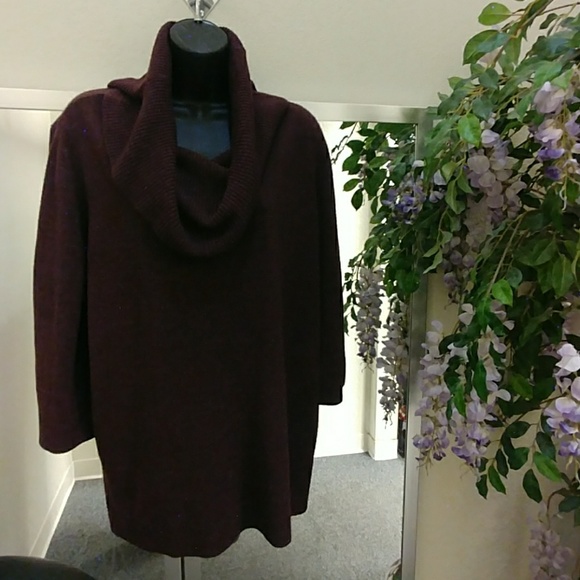 Spring + Mercer Plum Cowl Neck Sweater-1X - Picture 1 of 7